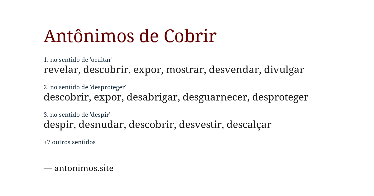 Antônimo de cobrir