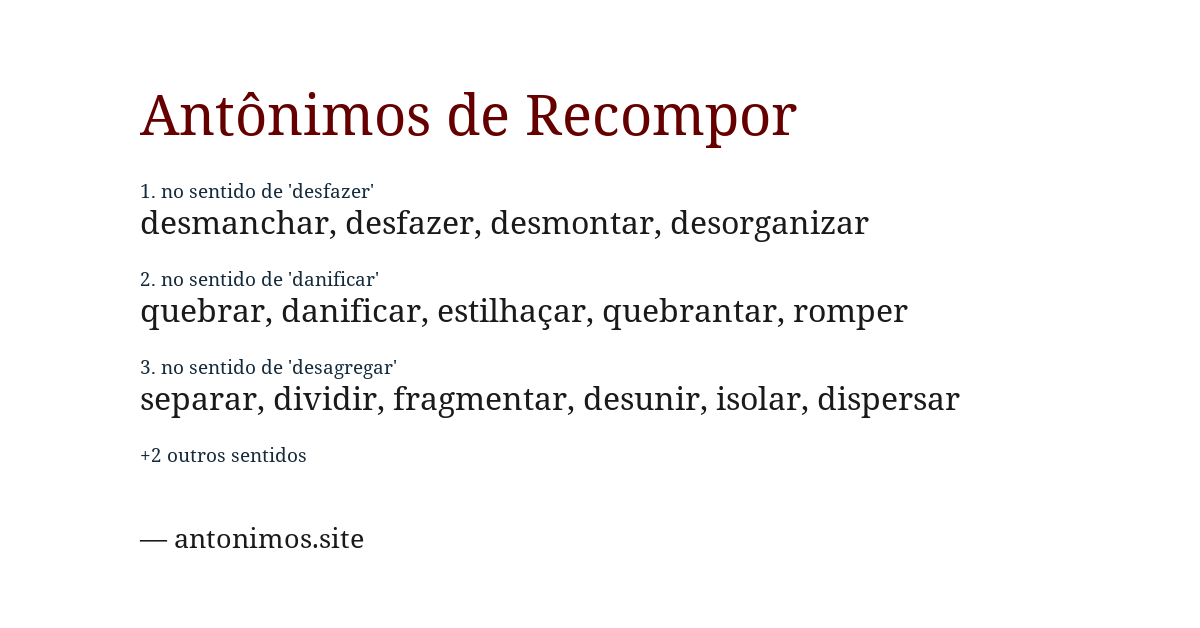 Antônimo de recompor