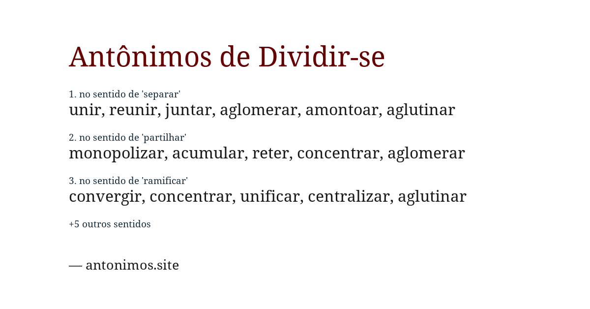 Antônimo de dividir-se