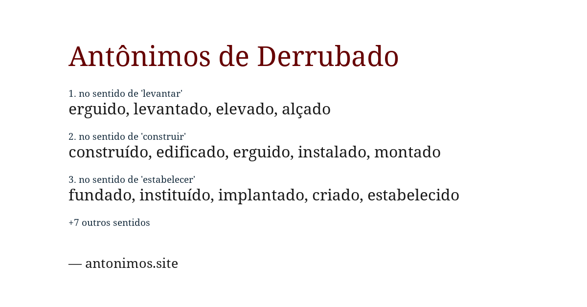 Antônimo de derrubado