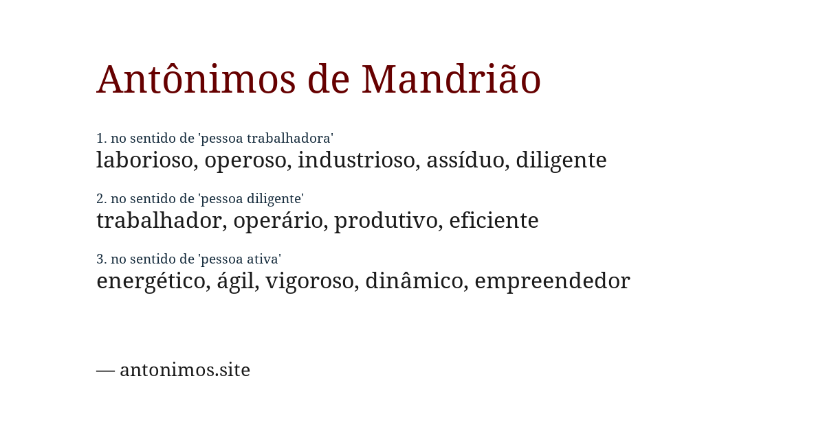 Antônimo de mandrião