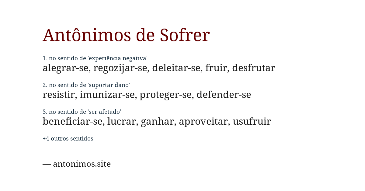 Antônimo de sofrer