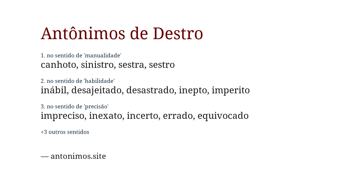 Antônimo de destro