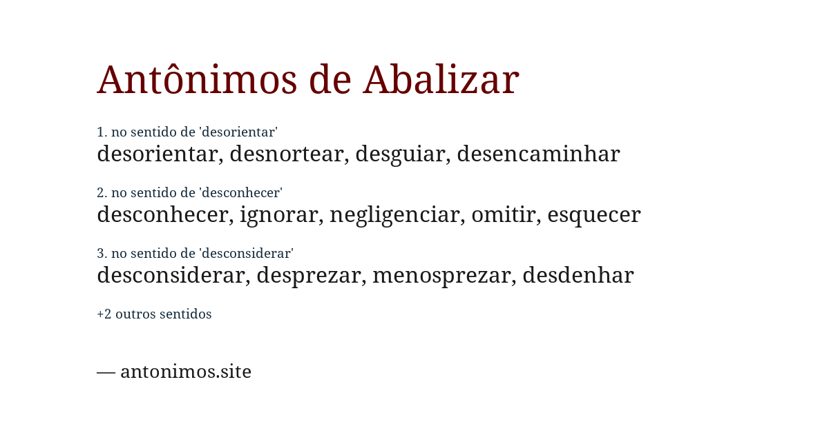 Antônimo de abalizar