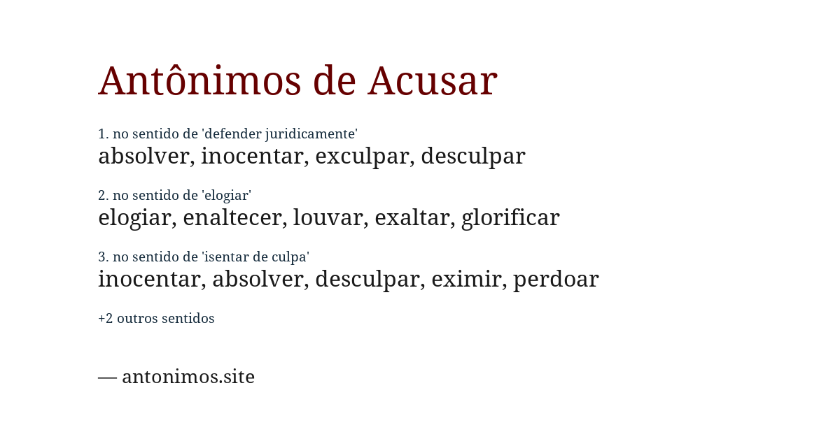 Antônimo de acusar