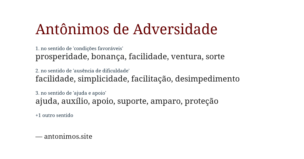 Antônimo de adversidade