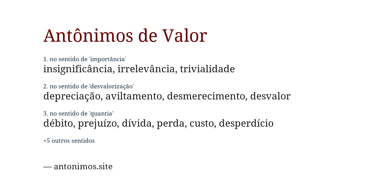 Antônimo de valor