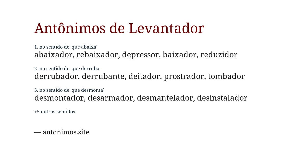 Antônimo de levantador
