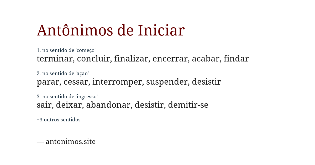 Antônimo de iniciar
