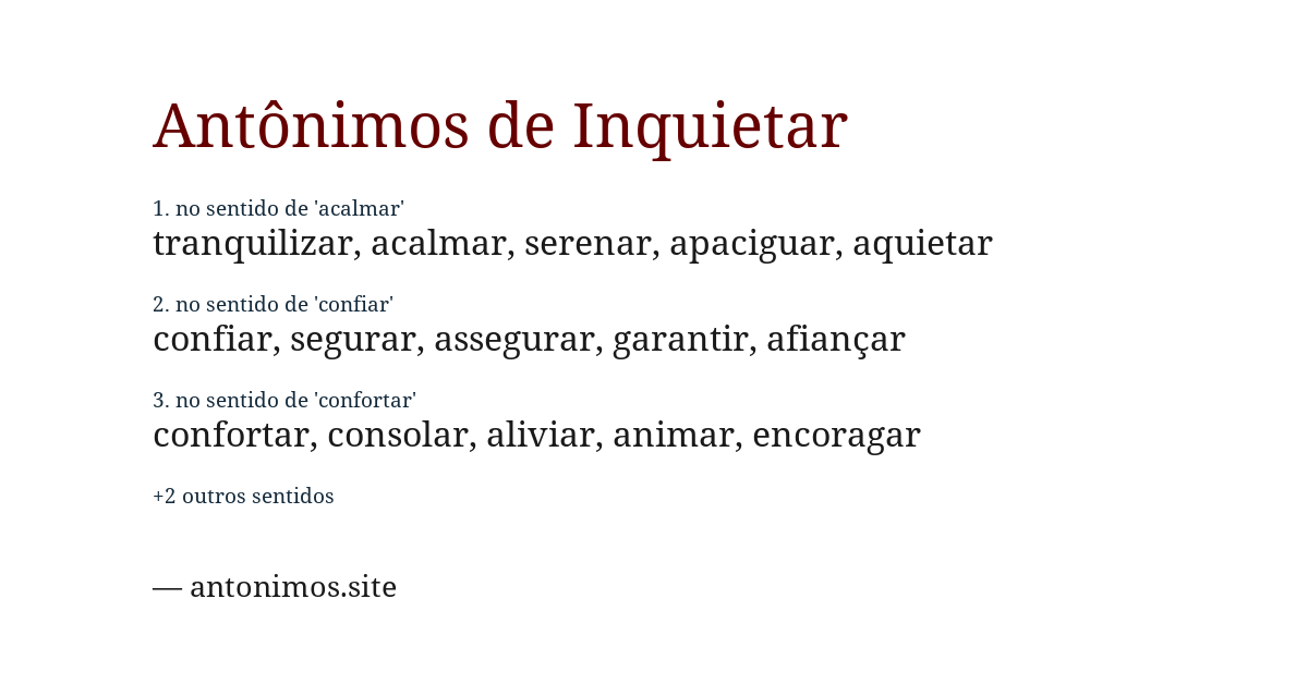 Antônimo de inquietar