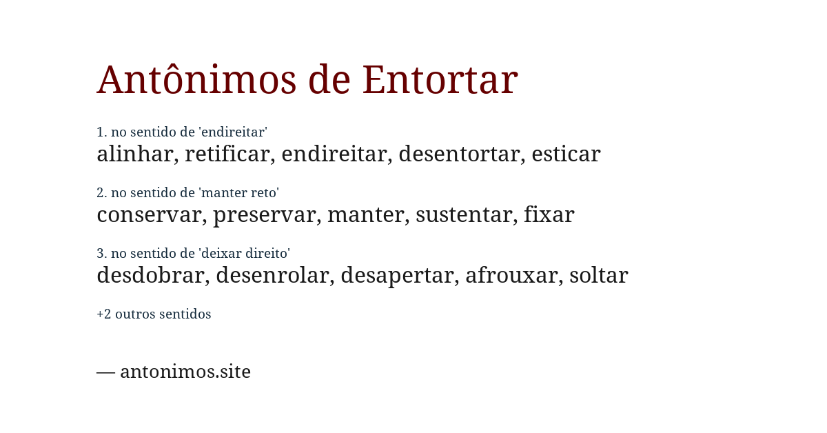 Antônimo de entortar