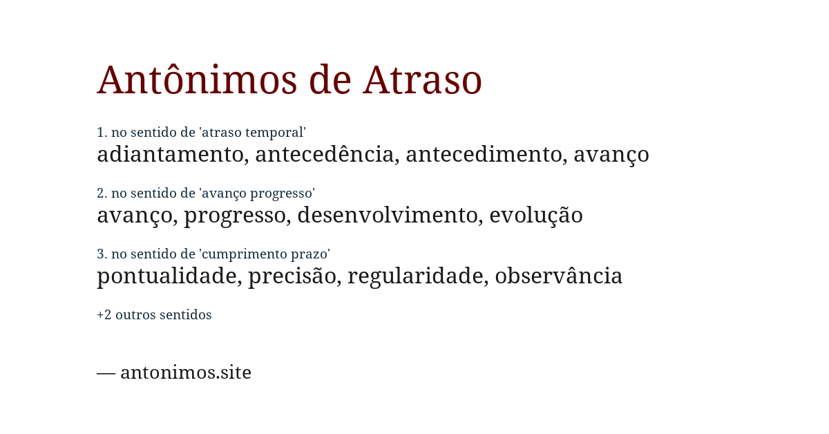 Antônimo de atraso