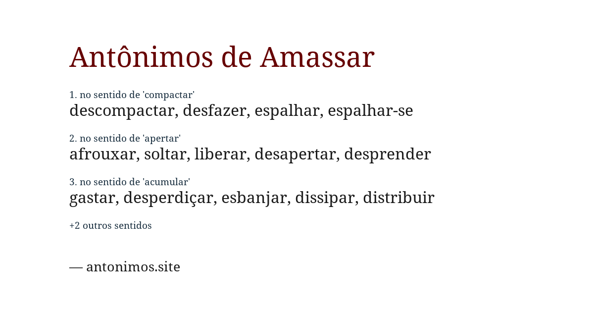 Antônimo de amassar
