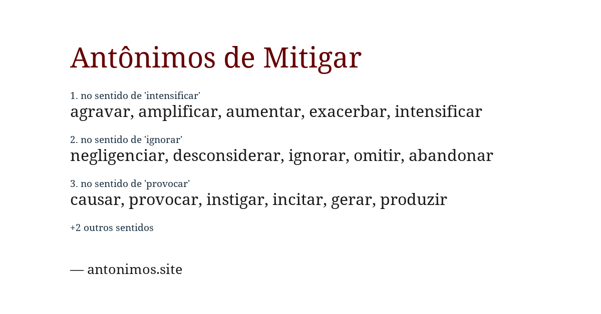 Antônimo de mitigar