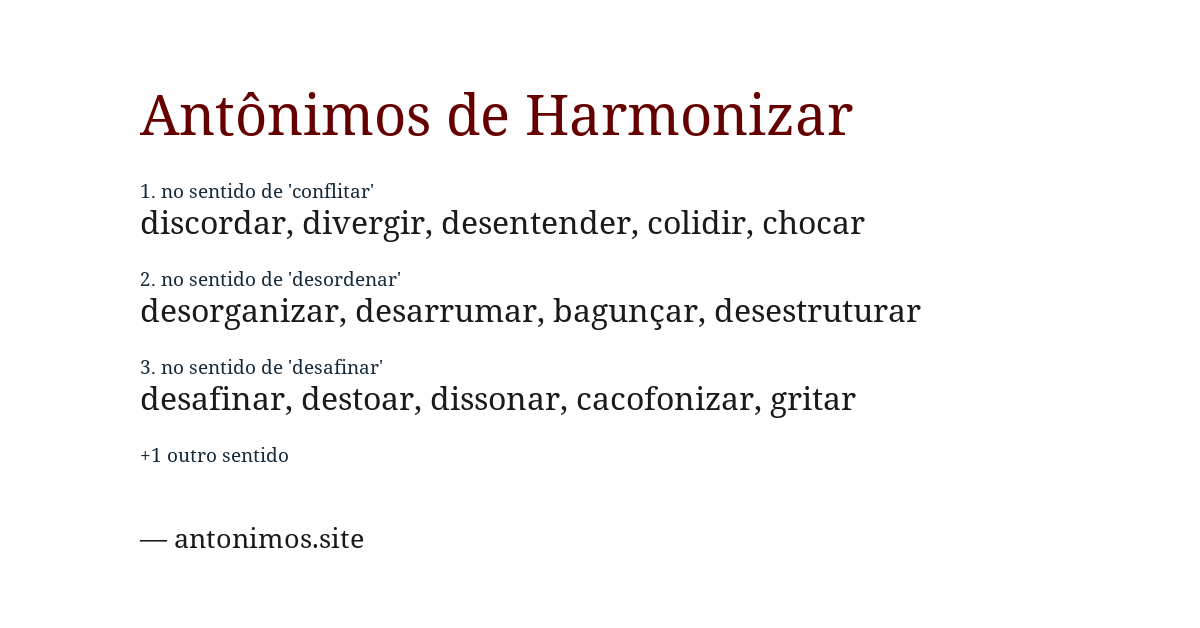 Antônimo de harmonizar