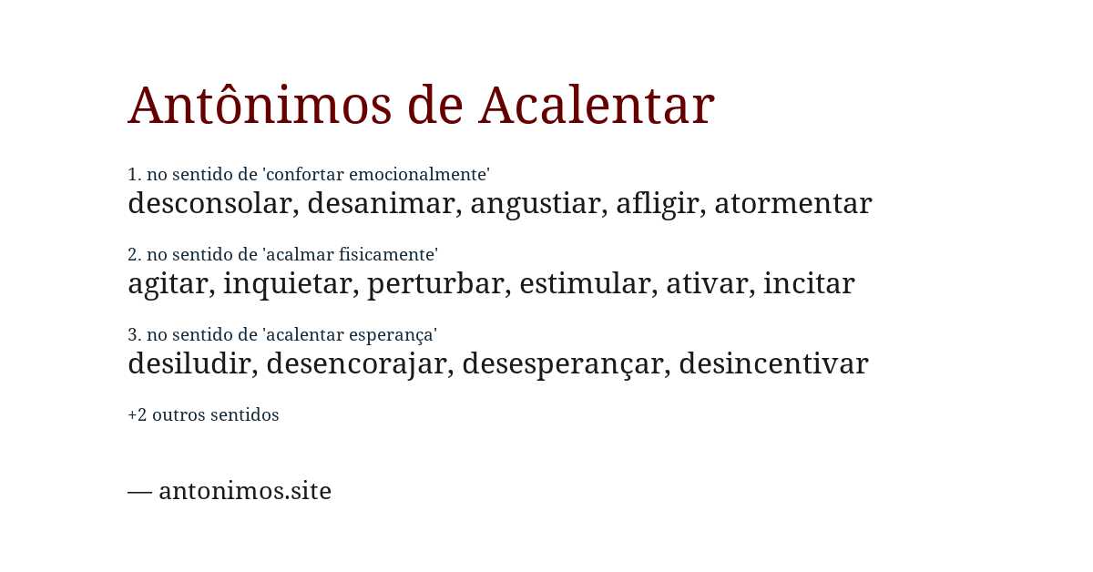 Antônimo de acalentar