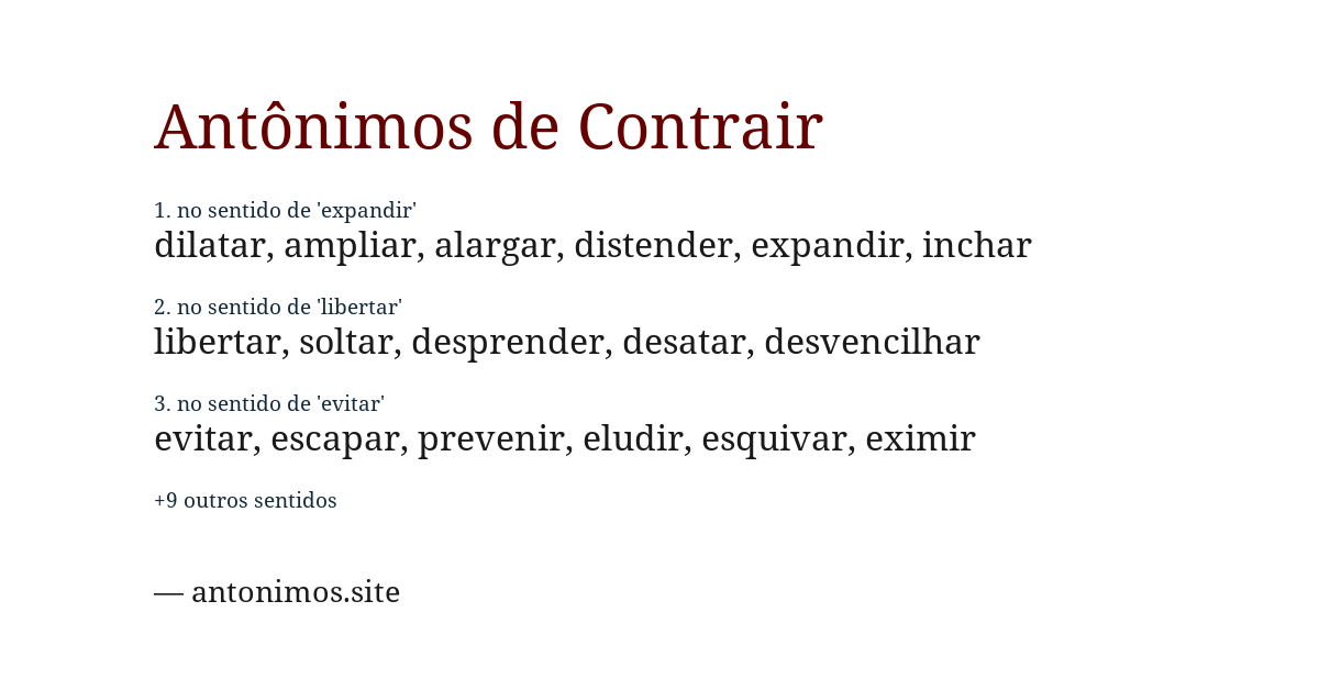 Antônimo de contrair