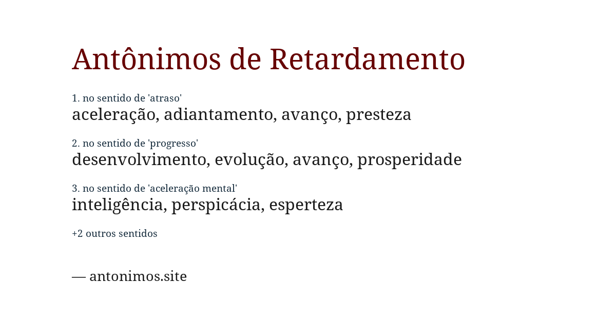 Antônimo de retardamento