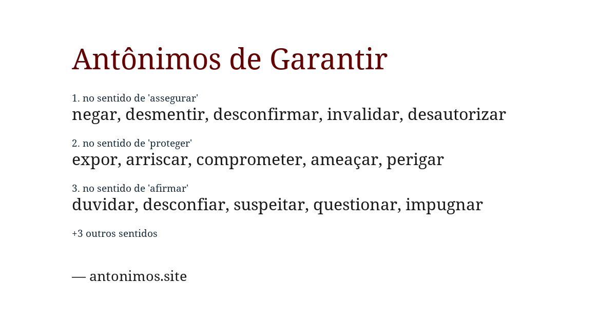 Antônimo de garantir