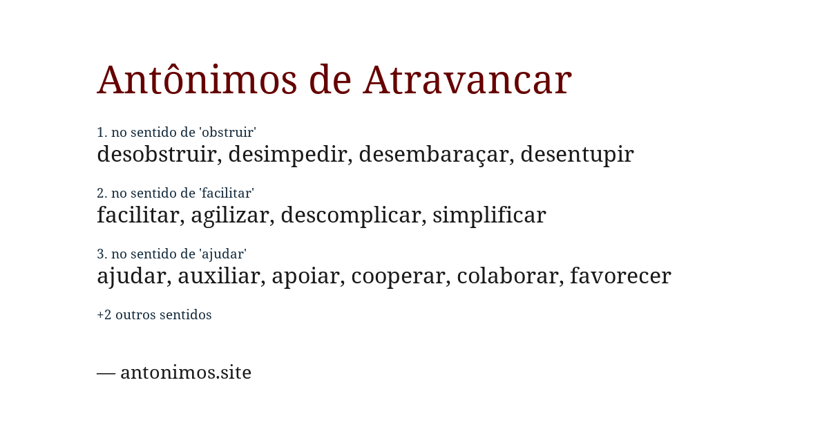 Antônimo de atravancar