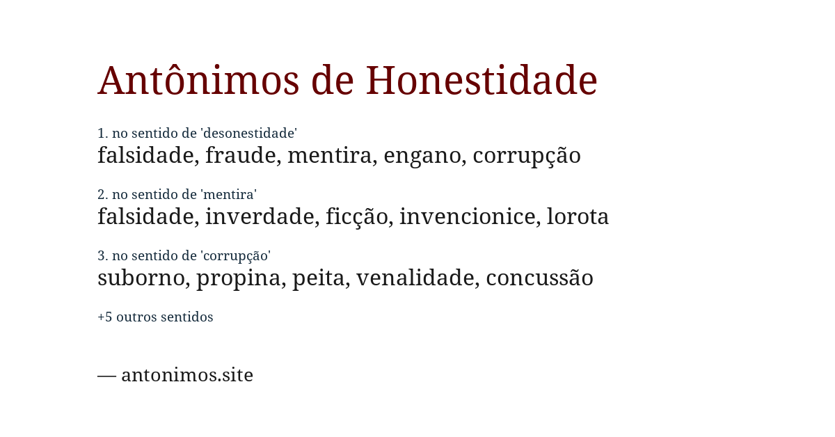 Antônimo de honestidade