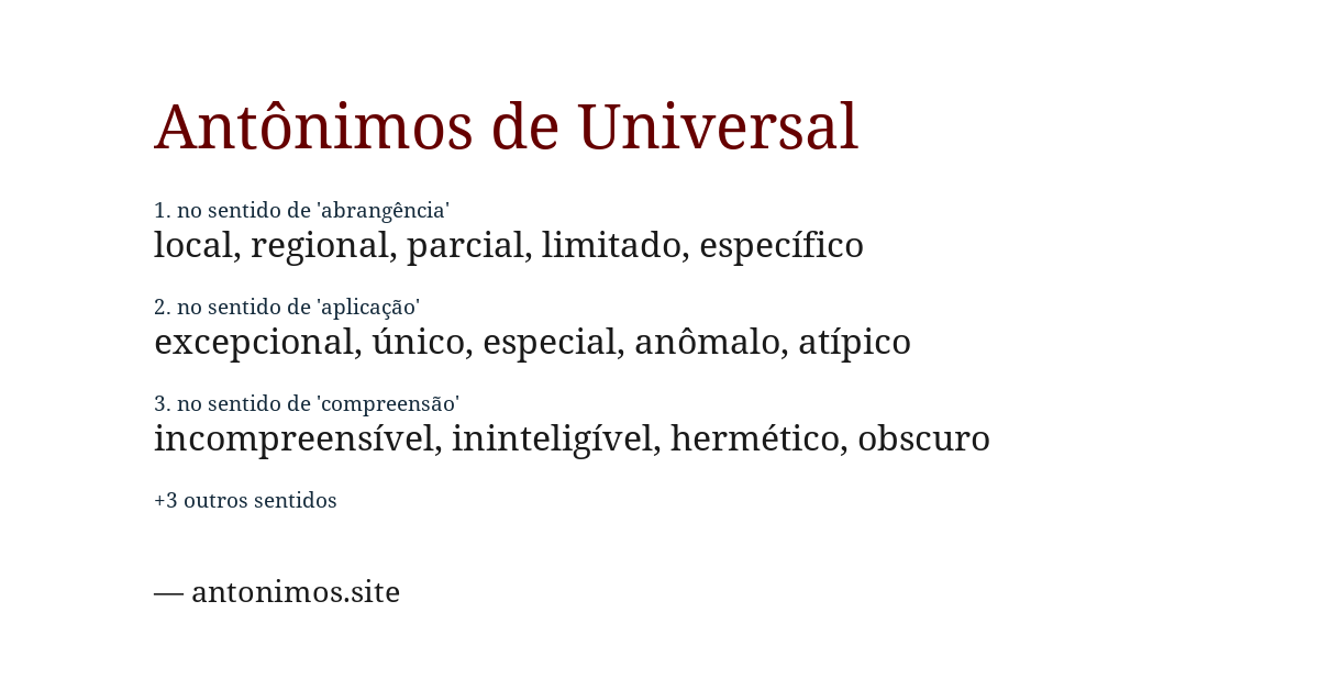 Antônimo de universal