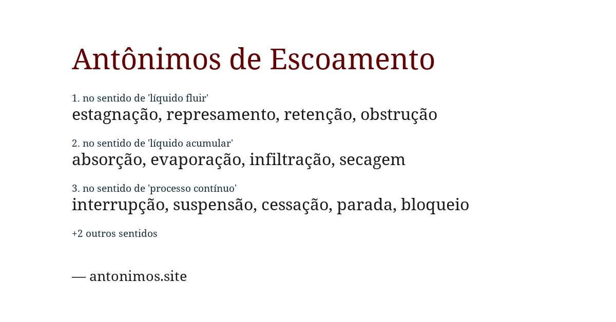 Antônimo de escoamento