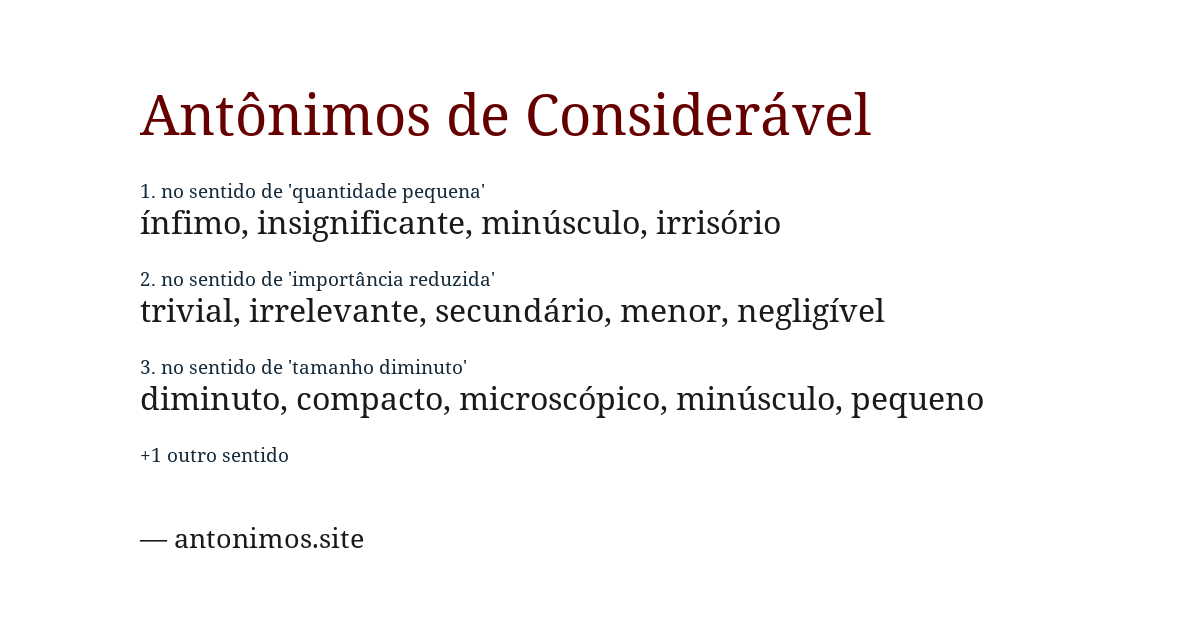 Antônimo de considerável