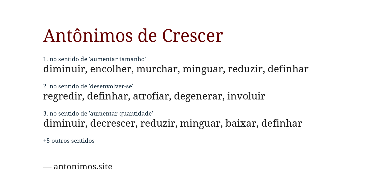 Antônimo de crescer