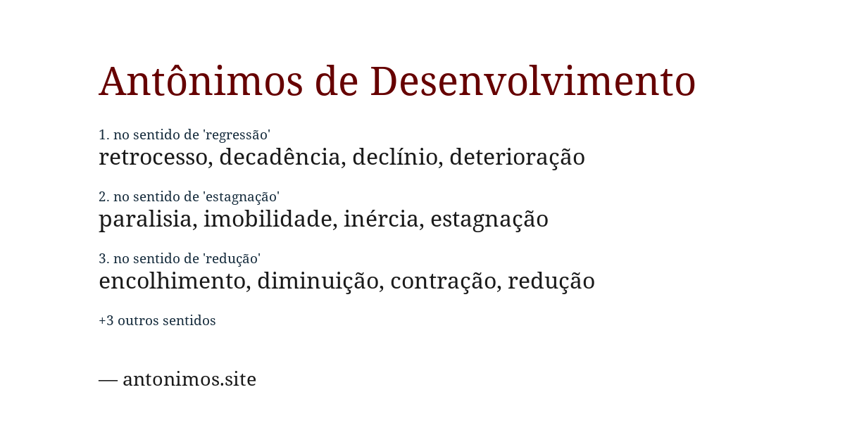 Antônimo de desenvolvimento