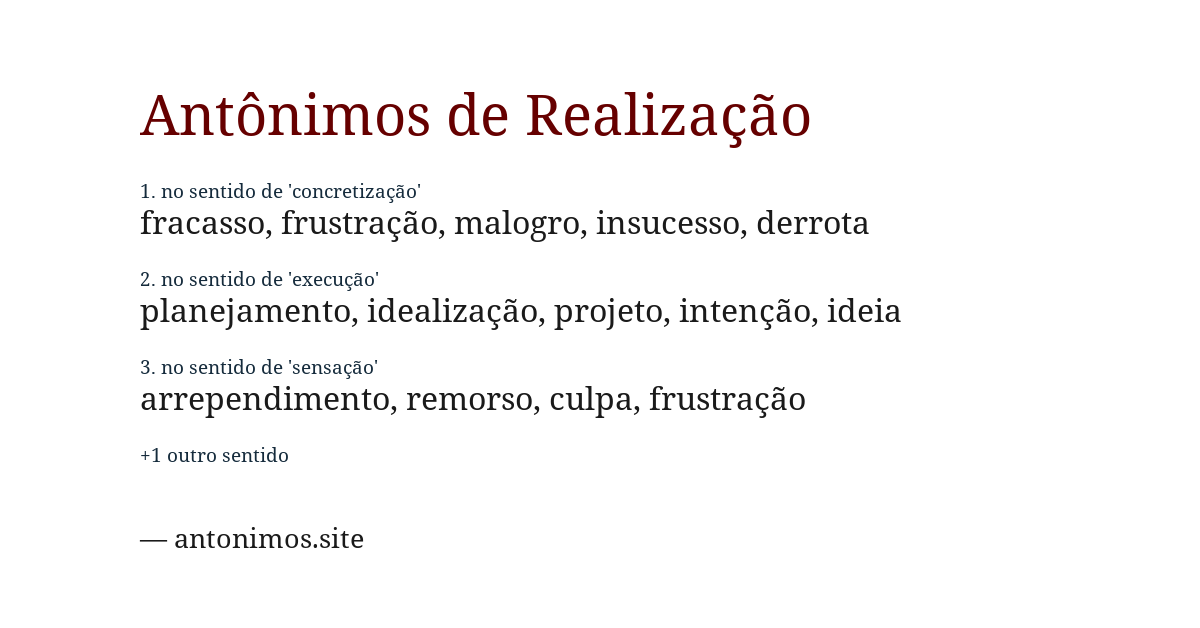 Antônimo de realização