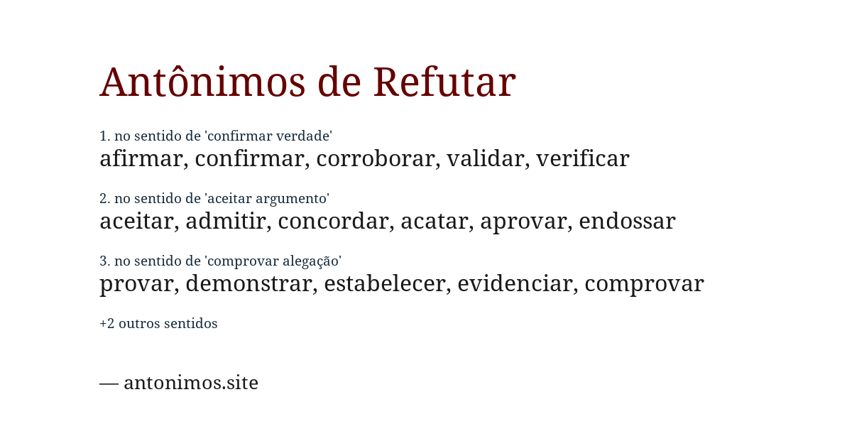 Antônimo de refutar