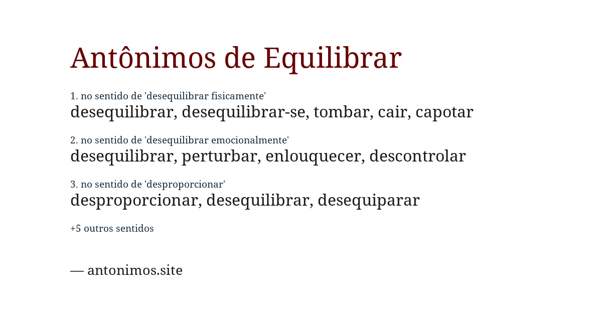 Antônimo de equilibrar
