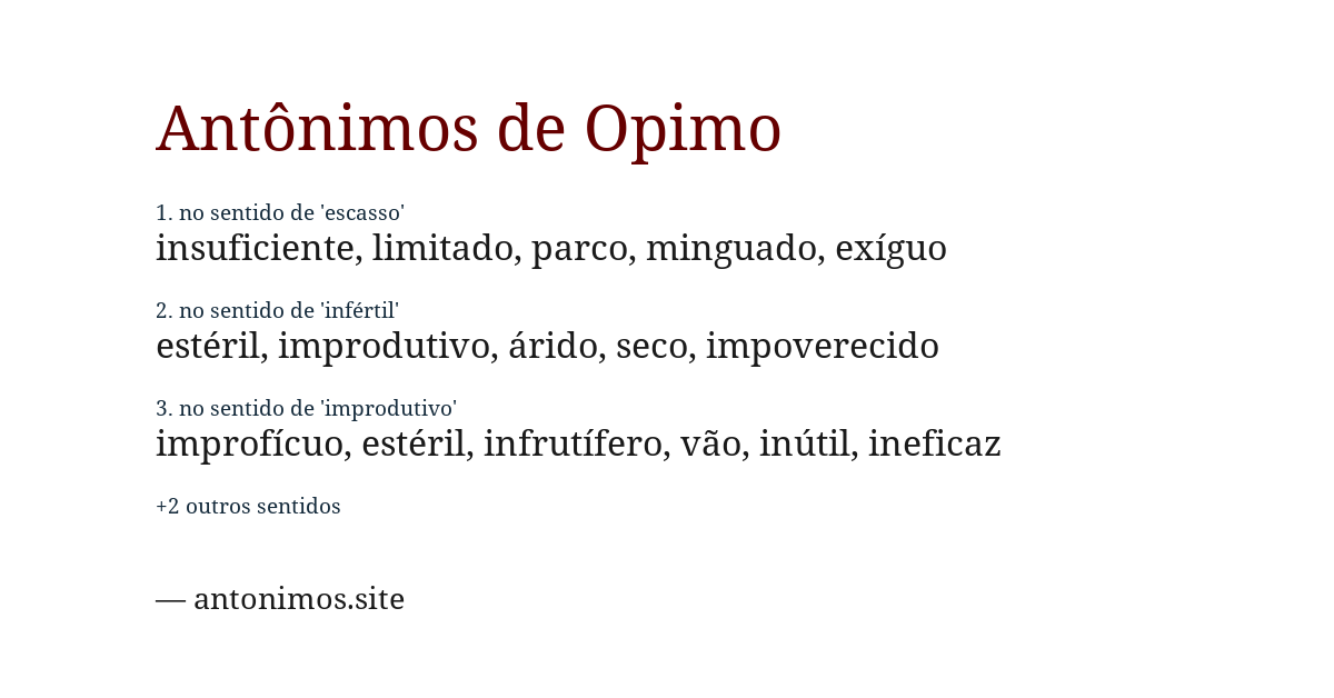 Antônimo de opimo