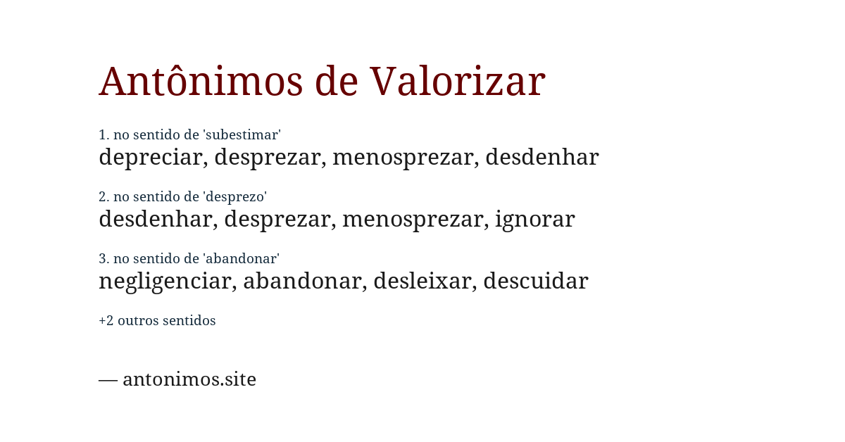 Antônimo de valorizar