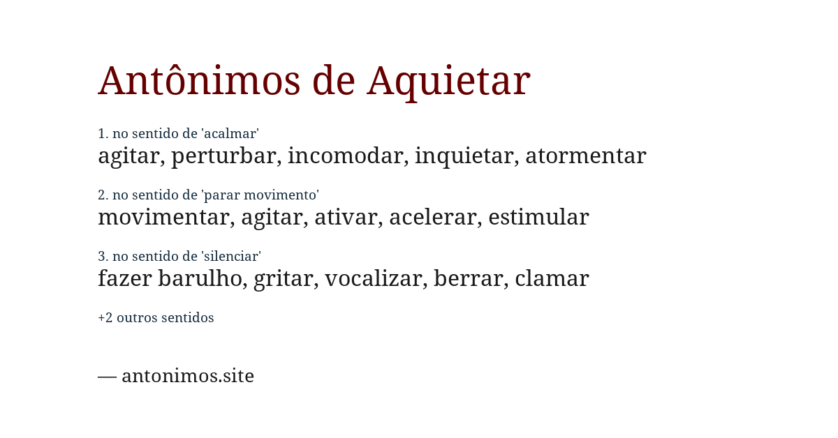 Antônimo de aquietar