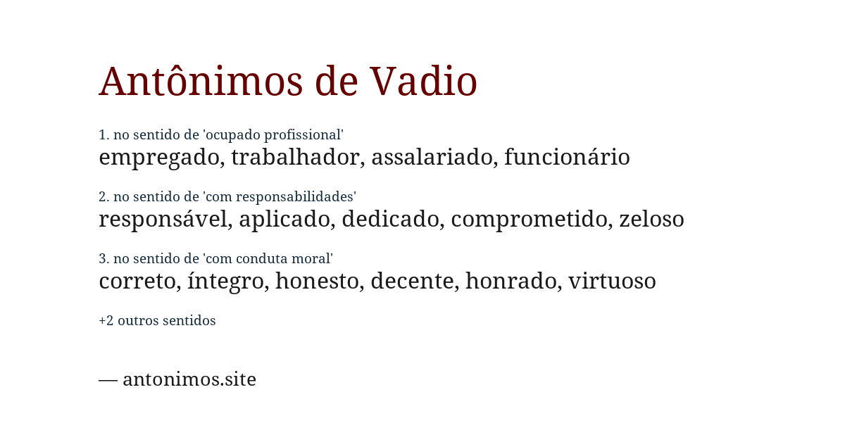 Antônimo de vadio