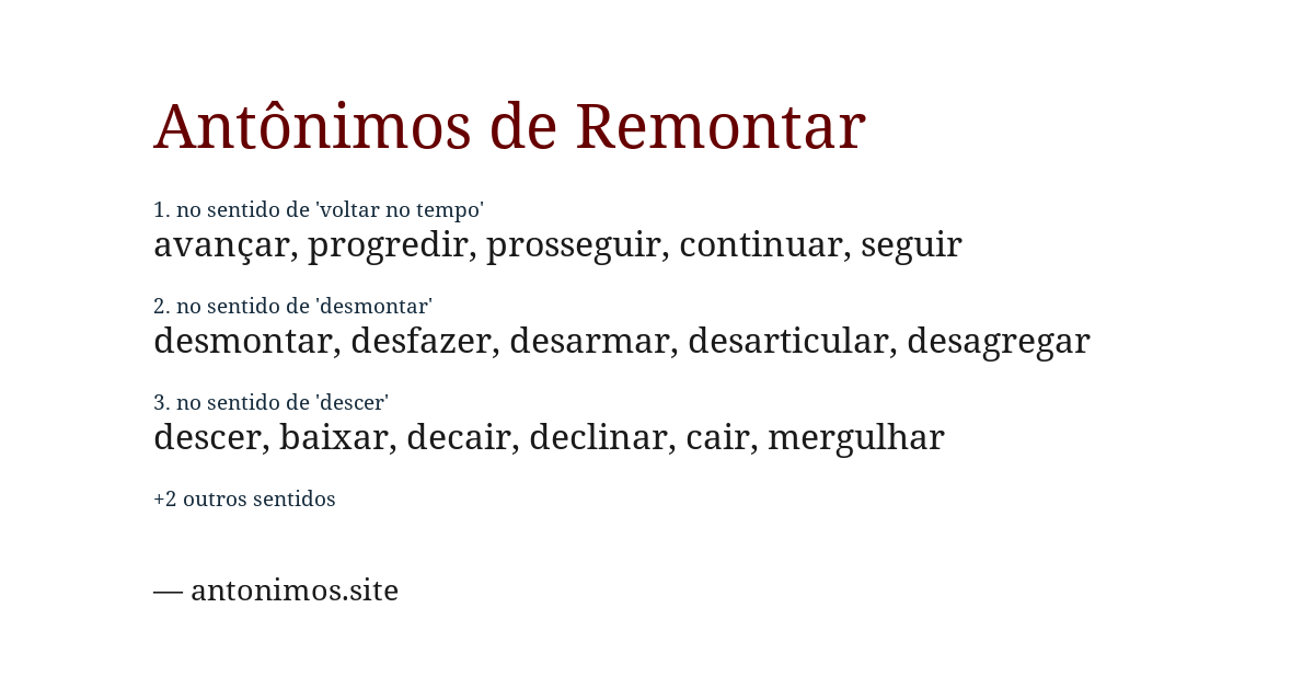Antônimo de remontar