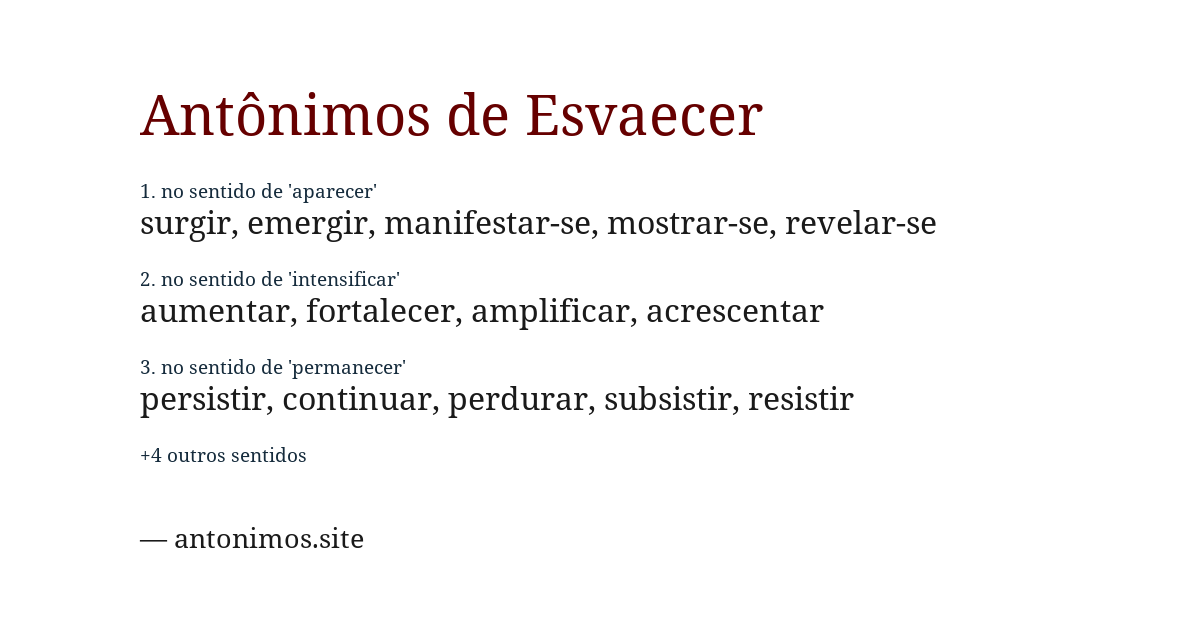 Antônimo de esvaecer