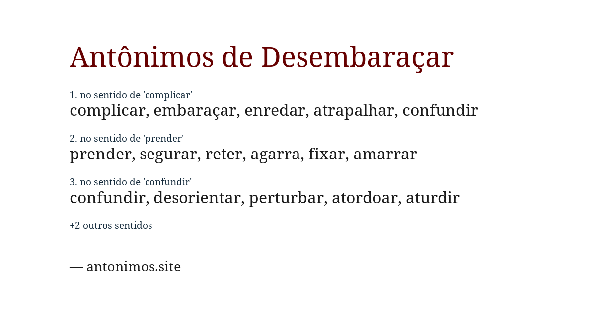 Antônimo de desembaraçar