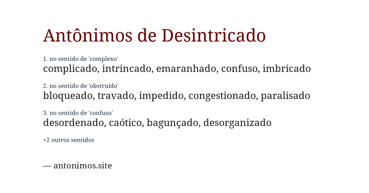 Antônimo de desintricado