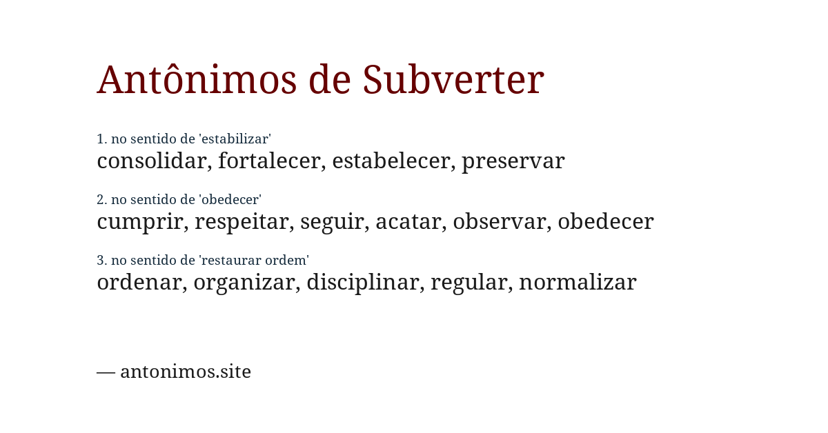 Antônimo de subverter