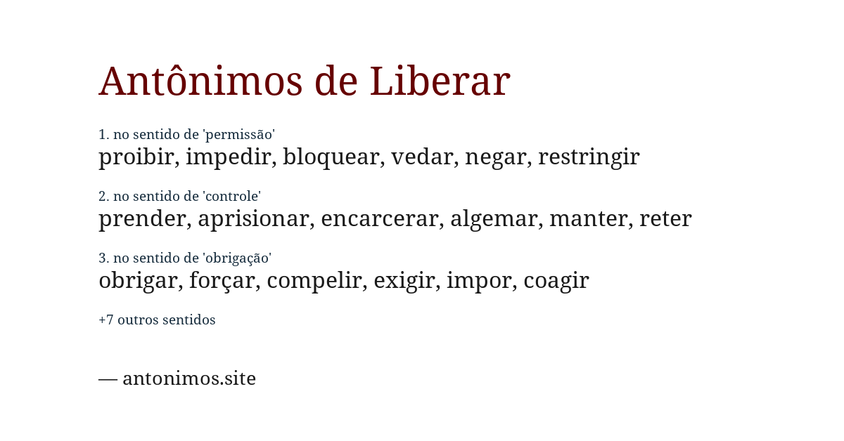 Antônimo de liberar