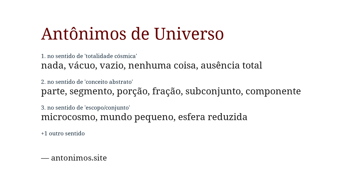 Antônimo de universo