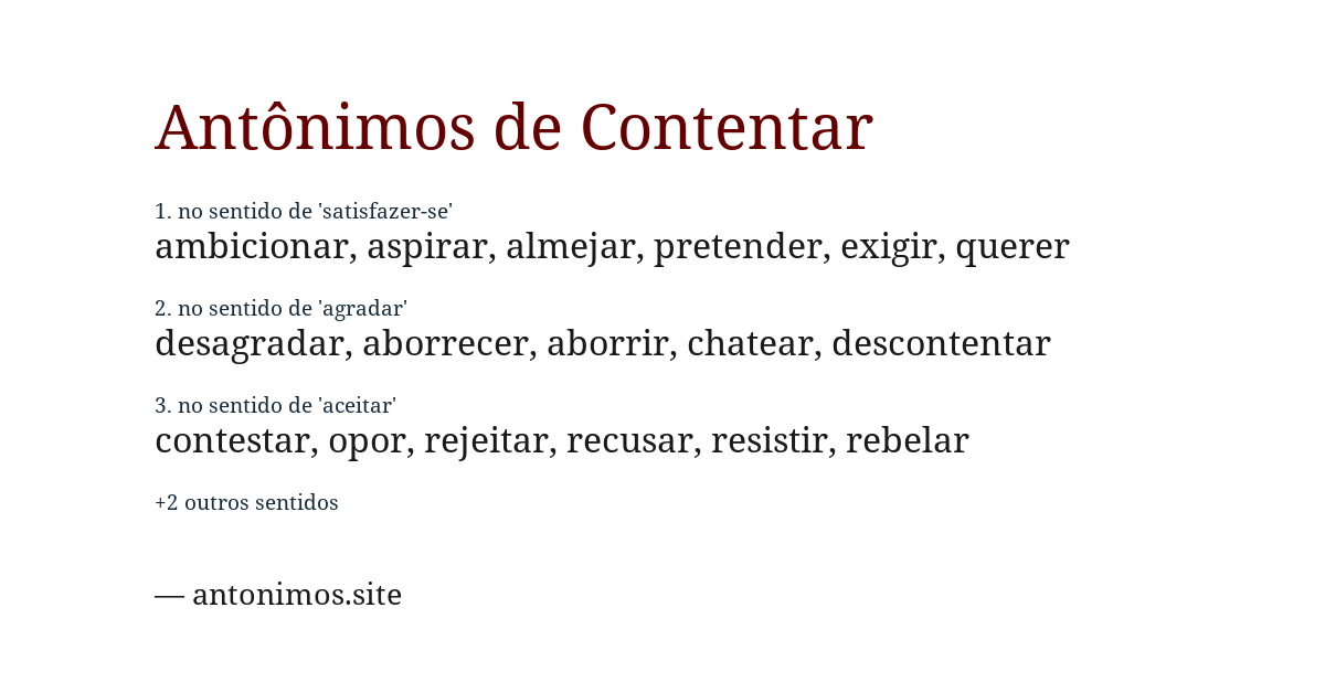 Antônimo de contentar