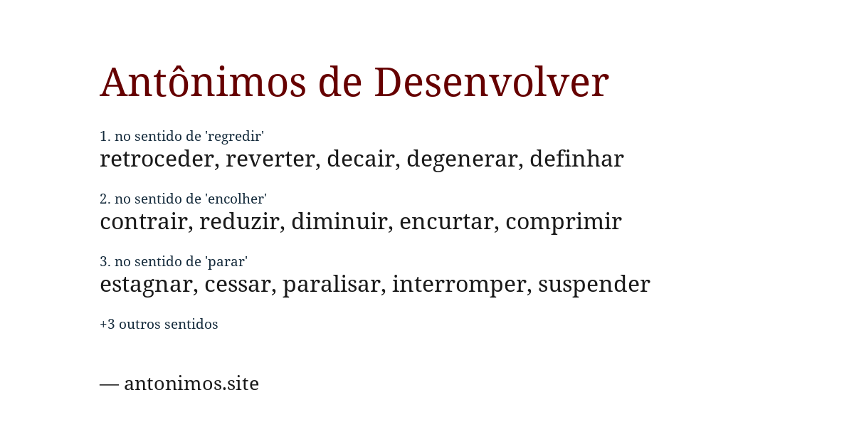 Antônimo de desenvolver
