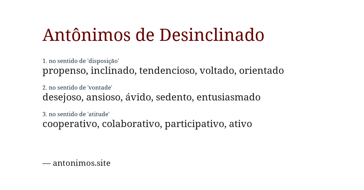 Antônimo de desinclinado
