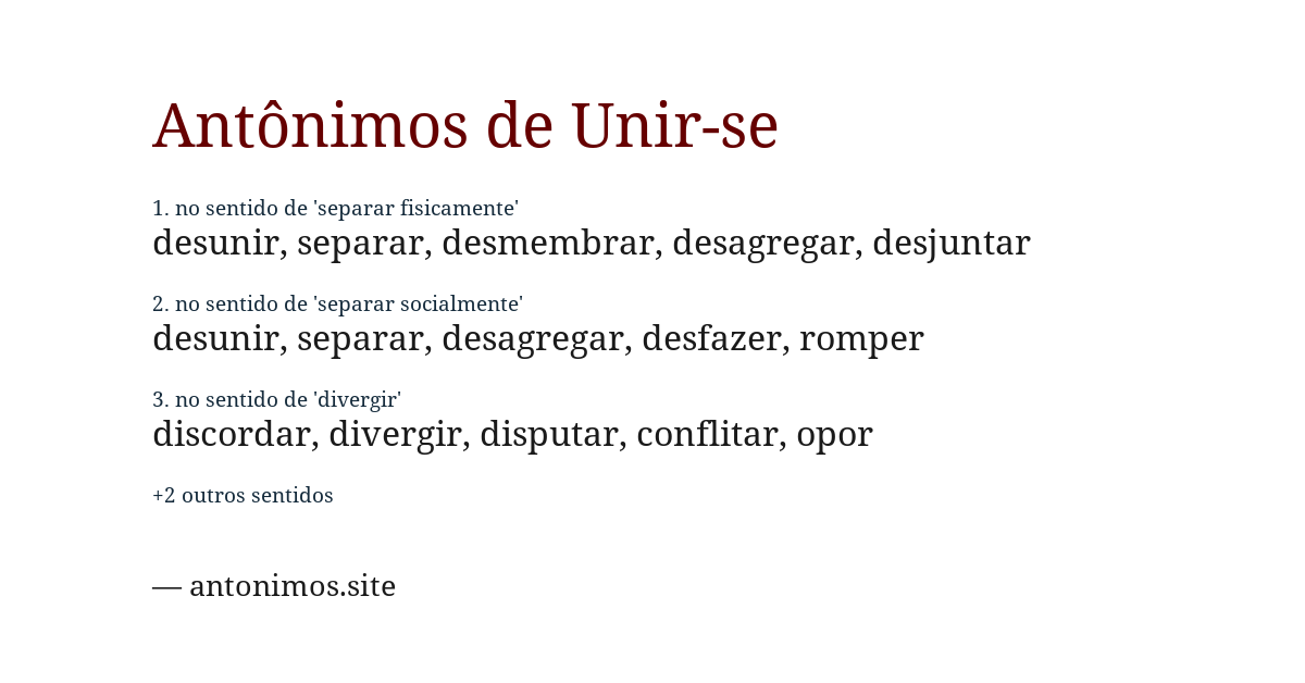 Antônimo de unir-se