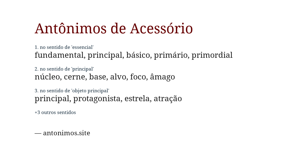 Antônimo de acessório
