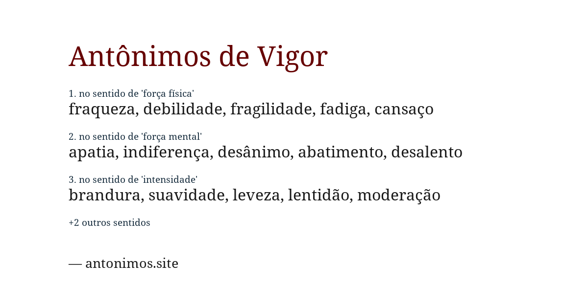 Antônimo de vigor